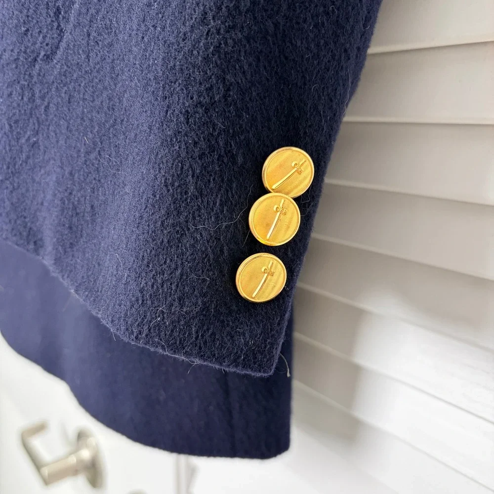 Gieves & Hawkes Savile Row Navy Blue 100% Cashmere Blazer Gold Buttons‎ 43L
